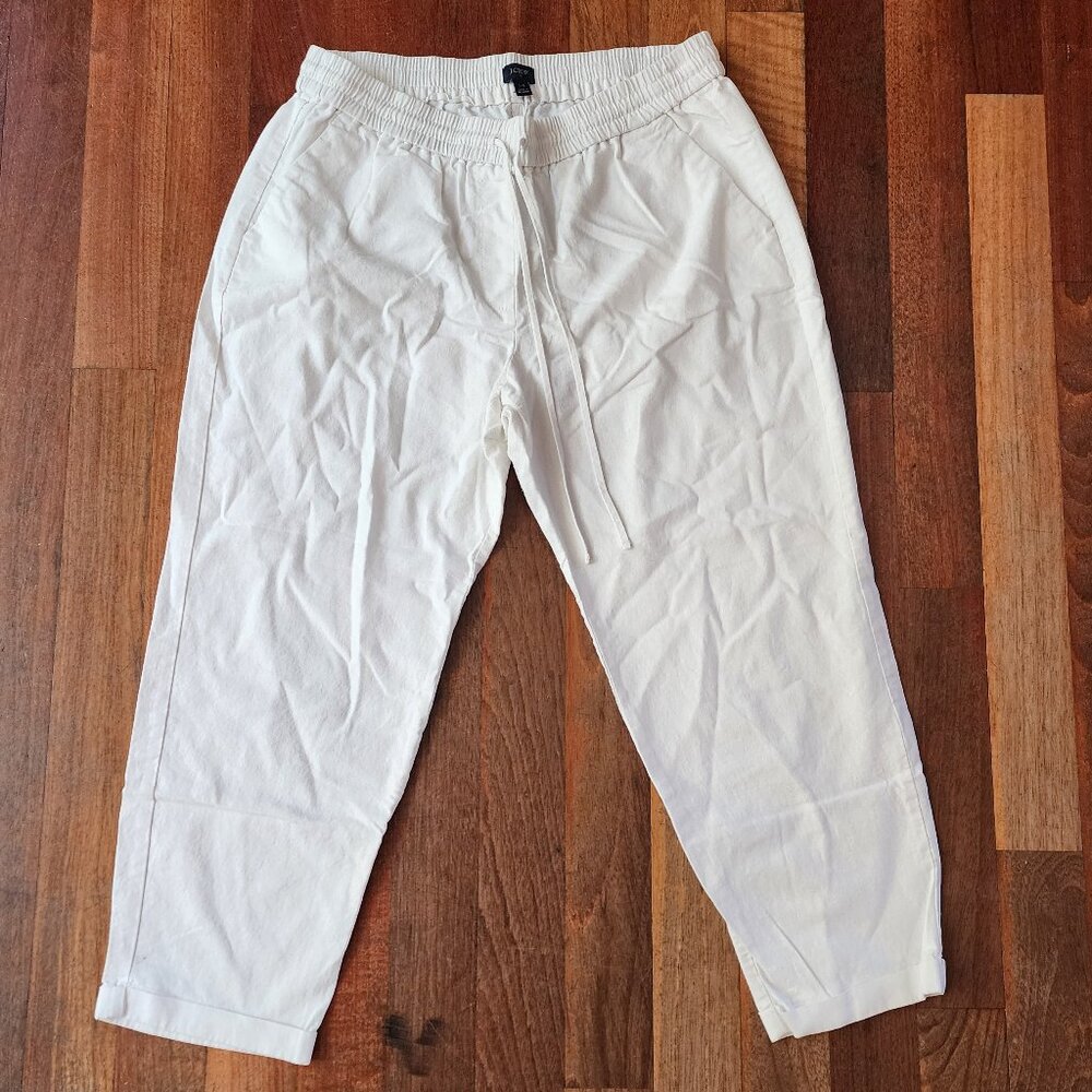 J. Crew White Linen Blend Trousers Size 14